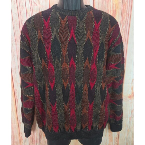 Montechiaro Wool & Acrylic Argyle Sweater Large Made In Italy - Picture 1 of 7